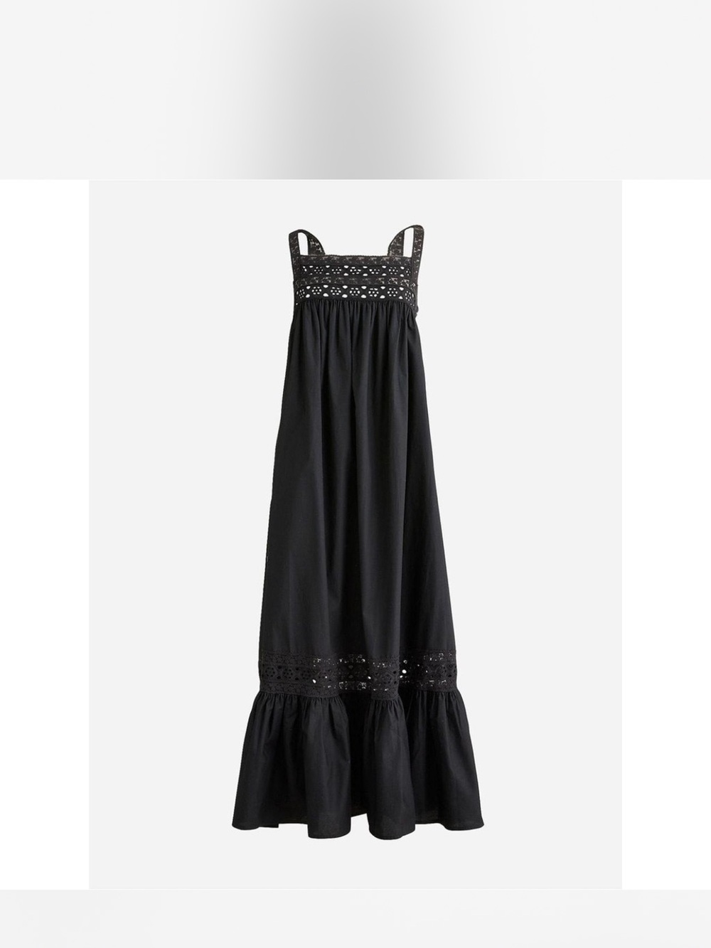 NWT J. Crew Black Eyelet-Trim Maxi Dress